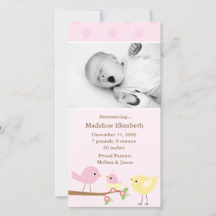 Pink Birds Birth Announcement