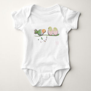 Pink birds by BabyLaia Baby Bodysuit
