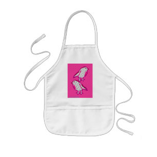 'pink birds' digital painting apron