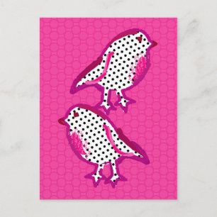 'pink birds' digital painting Postcard