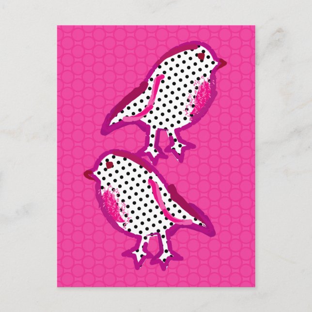 'pink birds' digital painting Postcard (Front)
