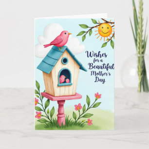 Pink Birds Mothers Day Family Card