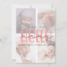 Pink birth annoucement girl script card