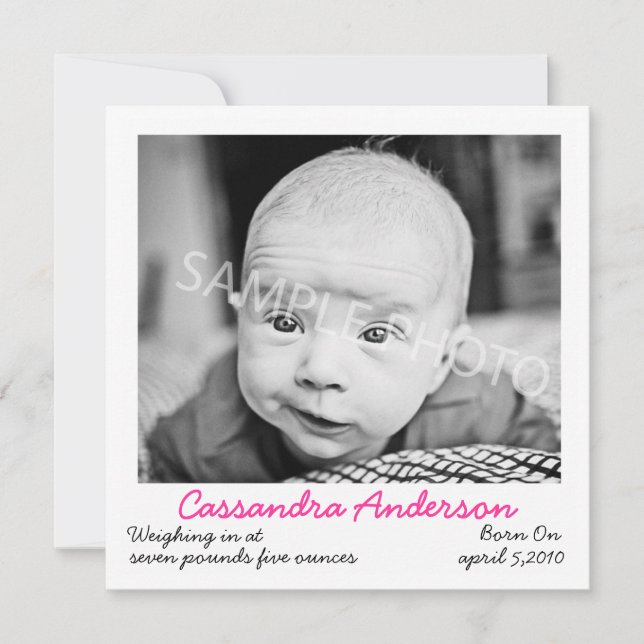Pink Birth Announcement (Front)