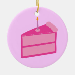 Pink Birthday Cake Ceramic Ornament