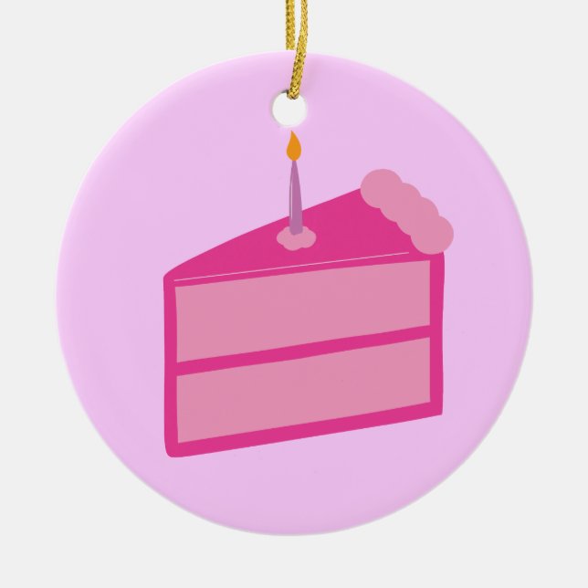 Pink Birthday Cake Ceramic Ornament (Front)