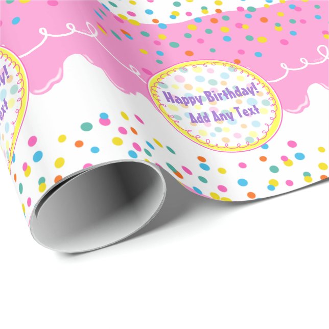 Pink Birthday Cake Frosting Wrapping Paper (Roll Corner)