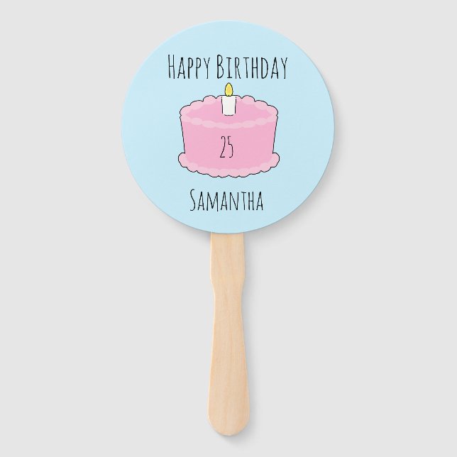 Pink birthday Cake Hand Fan (Front)