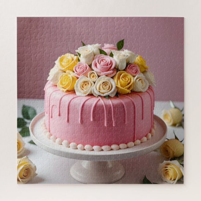 Pink Birthday Cake Jigsaw Puzzle (Vertical)