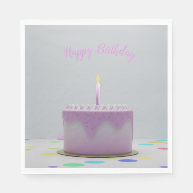 Pink Birthday Cake Napkin (Front)