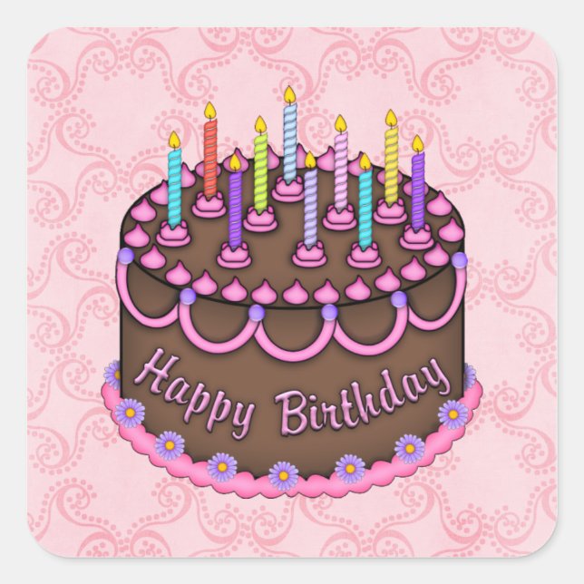 Pink Birthday Cake sticker (Front)