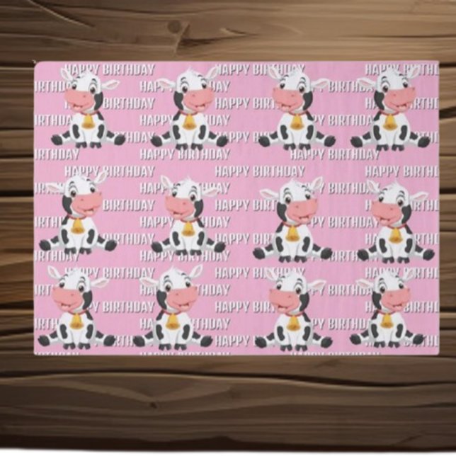 Pink Birthday Cow  Tissue Paper (Celebrate your child's special day with our Exciting Cow Birthday)