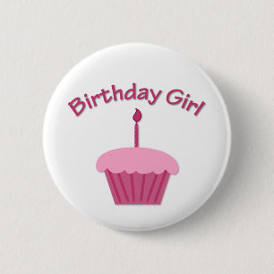 Pink Birthday Cupcake 6 Cm Round Badge
