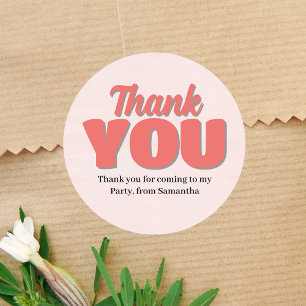 Pink Birthday Girl Party Thank You Classic Round Sticker