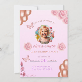 Pink birthday invitation