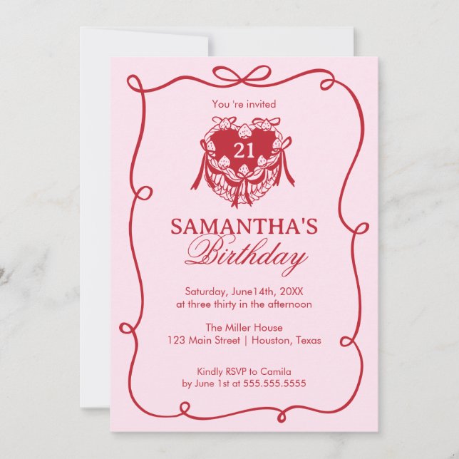Pink Birthday Invitation (Front)