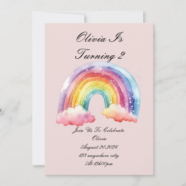 pink birthday invitation for girls (Front)