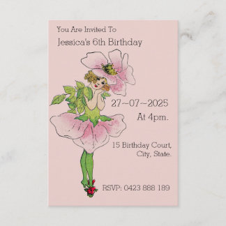 Pink Birthday Invitations Vintage Fairy