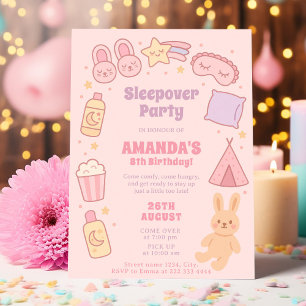 Pink Birthday Look for Sleepover Fun Invitation