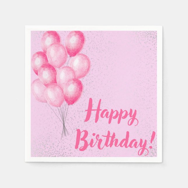 Pink Birthday Napkins (Front)