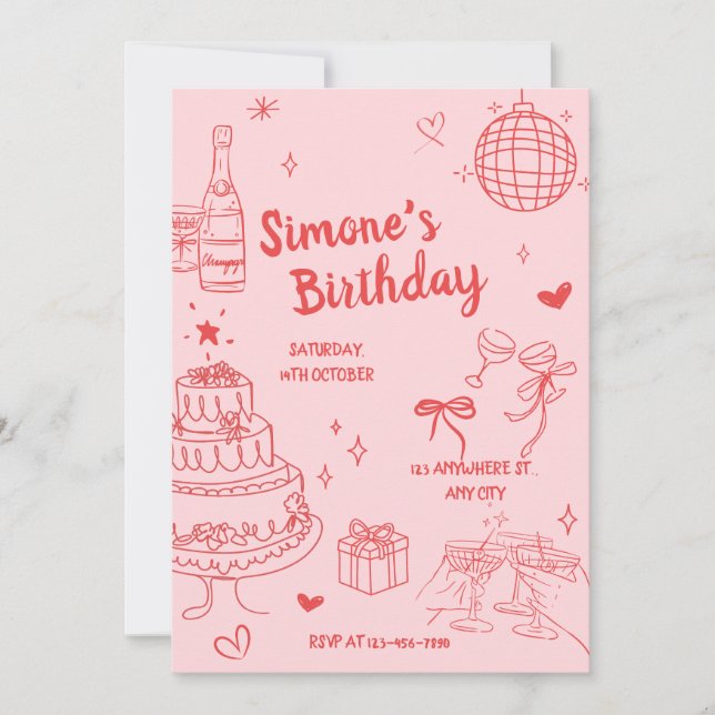 Pink Birthday Party Invite (Front)