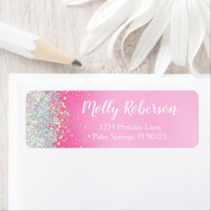 Pink Birthday Party Return Address Label