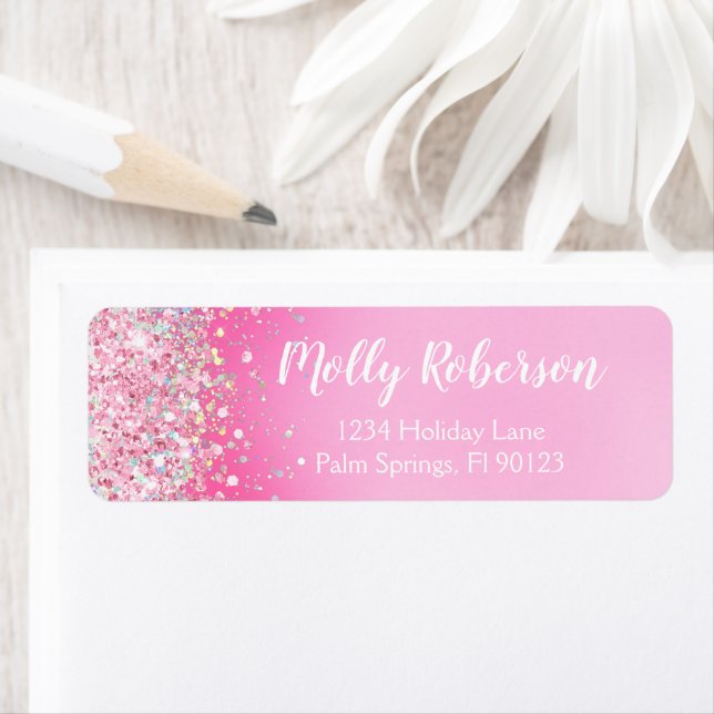 Pink Birthday Party Return Address Return Address Label (Insitu)