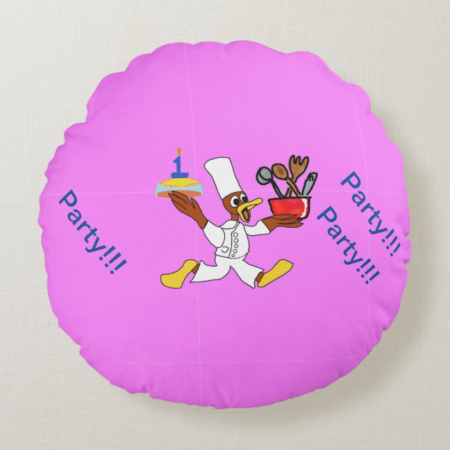 Pink Birthday Party Round Cushion (Front)