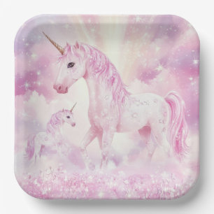 Pink Birthday Party Unicorn Paper Plate