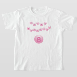 Pink Birthday Ping Pong Balls Age 8 T-Shirt