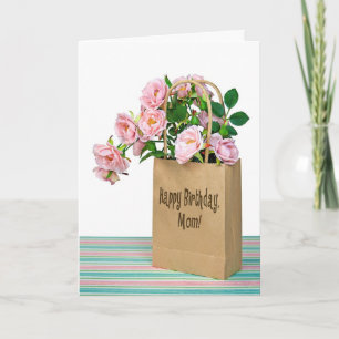 Pink Birthday Roses for Mom Card