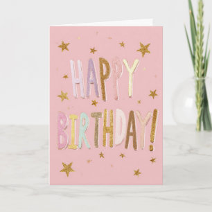 Pink Birthday Stars Card