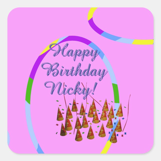 Pink Birthday Sticker (Front)