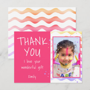 Pink Birthday Thank you Girl Photo Card