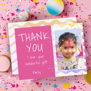 Pink Birthday Thank you Girl Photo Postcard 
