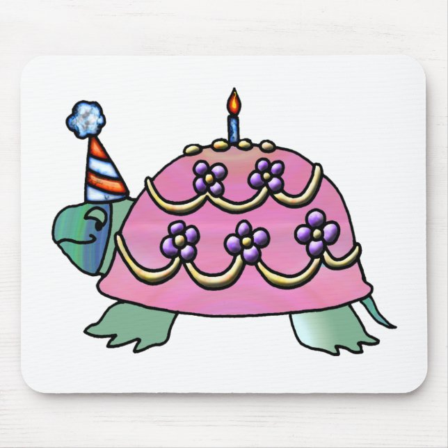 Pink Birthday Turtle Mouse Pad (Front)
