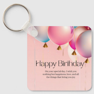 Pink Birthday Wishes Key Ring