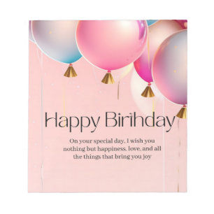 Pink Birthday Wishes Notepad