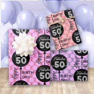 Pink Birthday Wrapping Paper Flat Sheet Set of 3