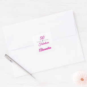 Pink Black 50 & Fabulous 50th Birthday Square Sticker