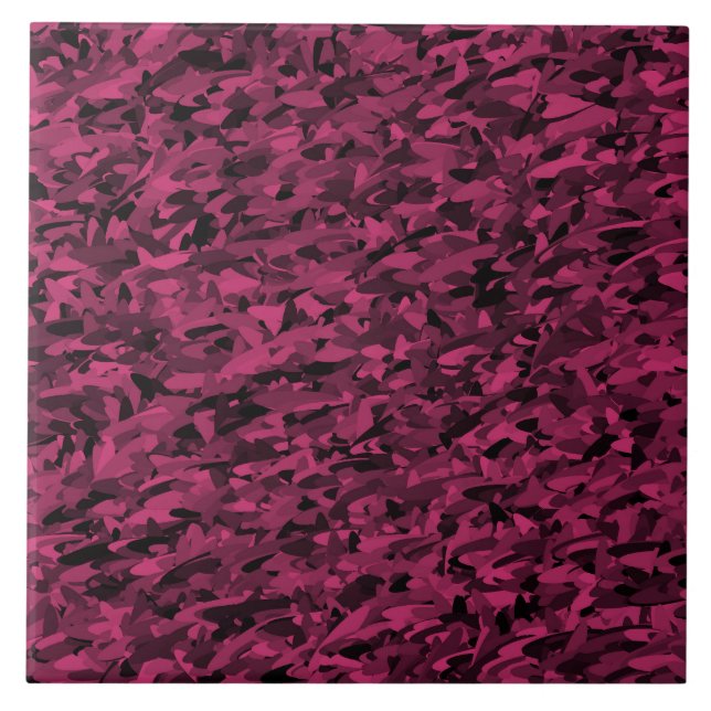 Pink Black Abstract Pattern Ceramic Tile (Front)