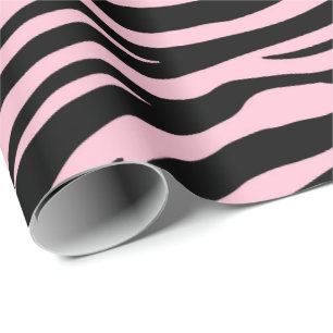 Pink Black Abstract Tiger Animal Fur Rose Elegant Wrapping Paper