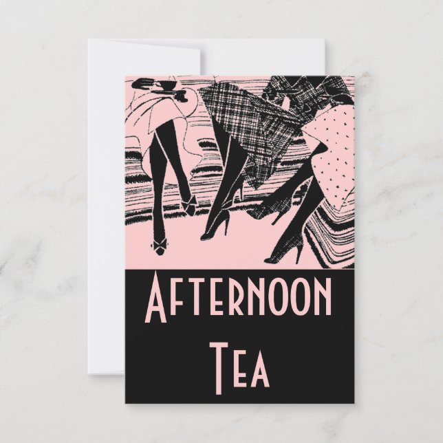 Pink & Black Afternoon High Tea Party Invitation (Front)