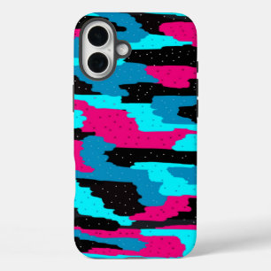 Pink, Black, and Blue Abstract Art Print  iPhone 16 Plus Case