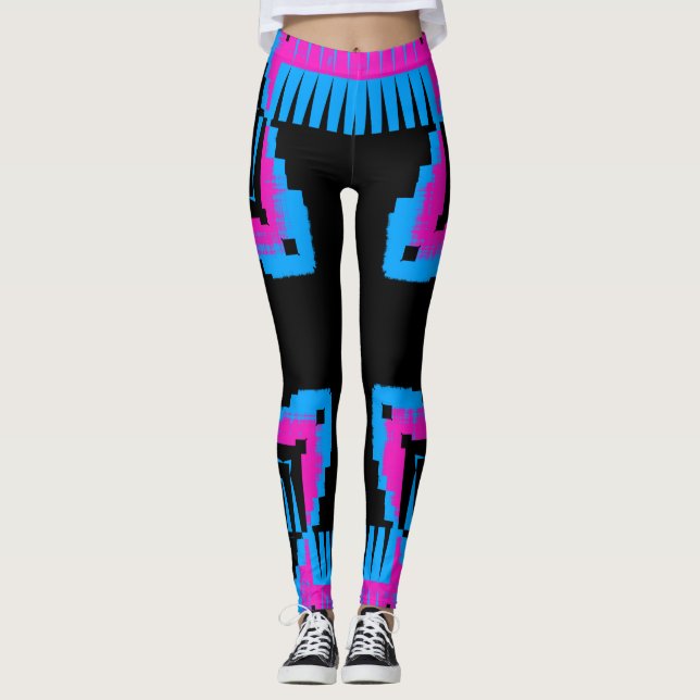 pink black and blue cross pattern leggings (Front)