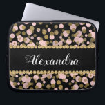 Pink, Black and Gold Foil Confetti Monogram Laptop Sleeve<br><div class="desc">Pink,  Black and Faux Gold Foil Polka Dot Confetti Pattern Elegant Monogram Sleeve. This sleeve can be customised to include your initial and full name.</div>