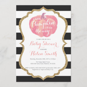 Pink Black and Gold Pumpkin Girl Baby Shower Invitation