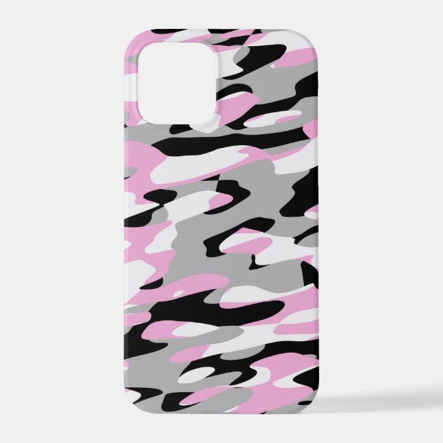 pink black and grey camo abstract iPhone case (Back)