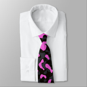 Pink, Black, and Grey Camouflage Camo Pattern  Tie