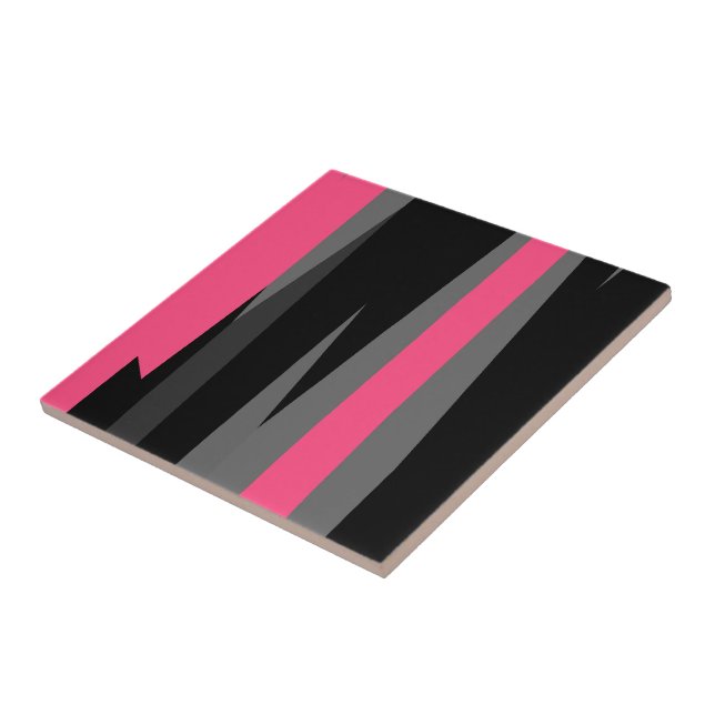 Pink Black and Grey   Ceramic Tile (Side)